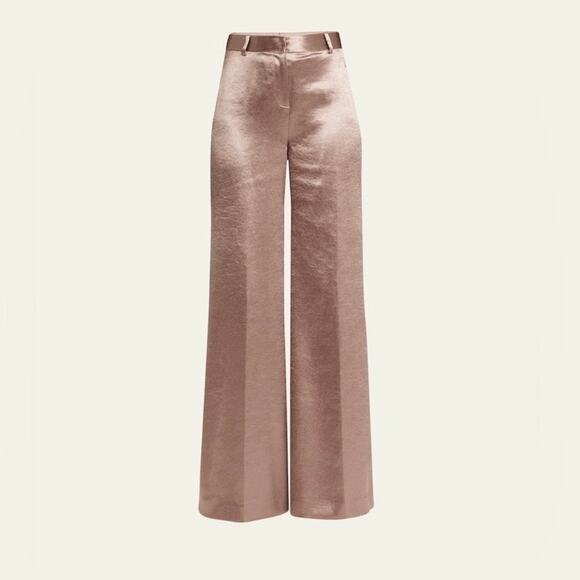 L'AGENCE Pants - L’Agence Women’s Gavin Wide Leg Satin Pants Stretch In Sparrow Size 2 NWT